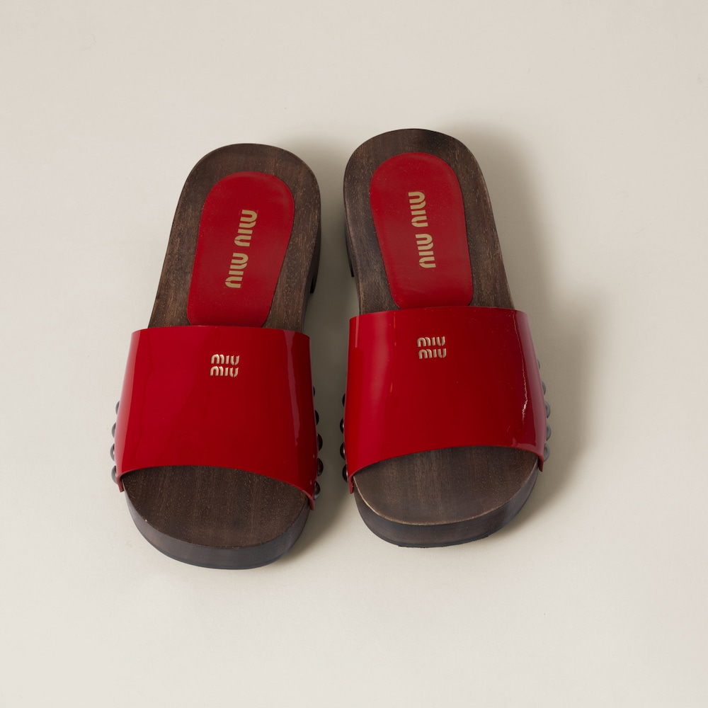 Patent leather clogs