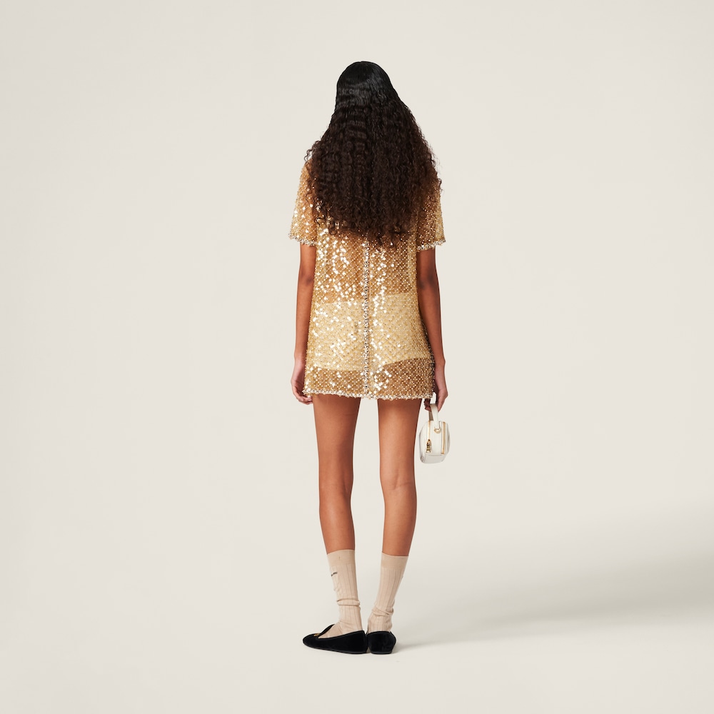 Embroidered organza mini-dress
