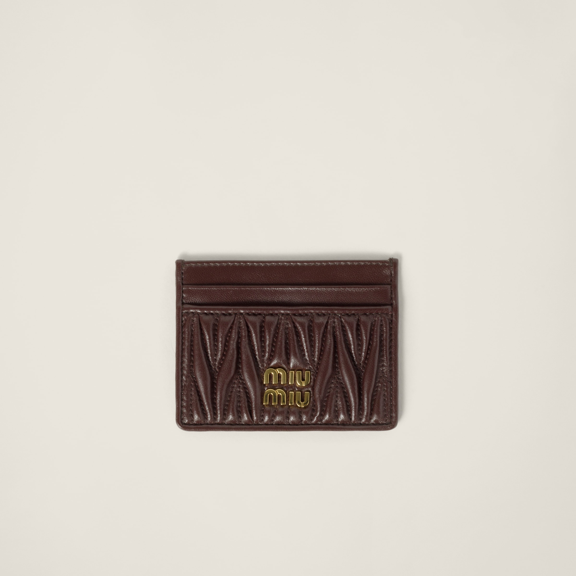 Matelassé nappa leather card holder