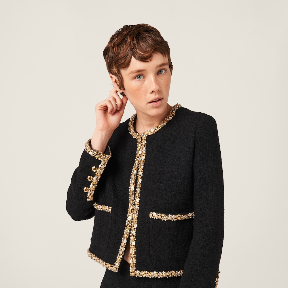 Single-breasted tweed jacket