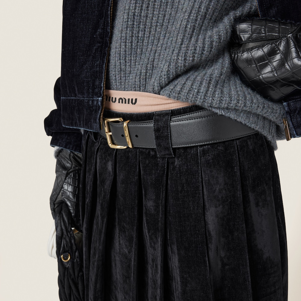 Flocked chambray skirt