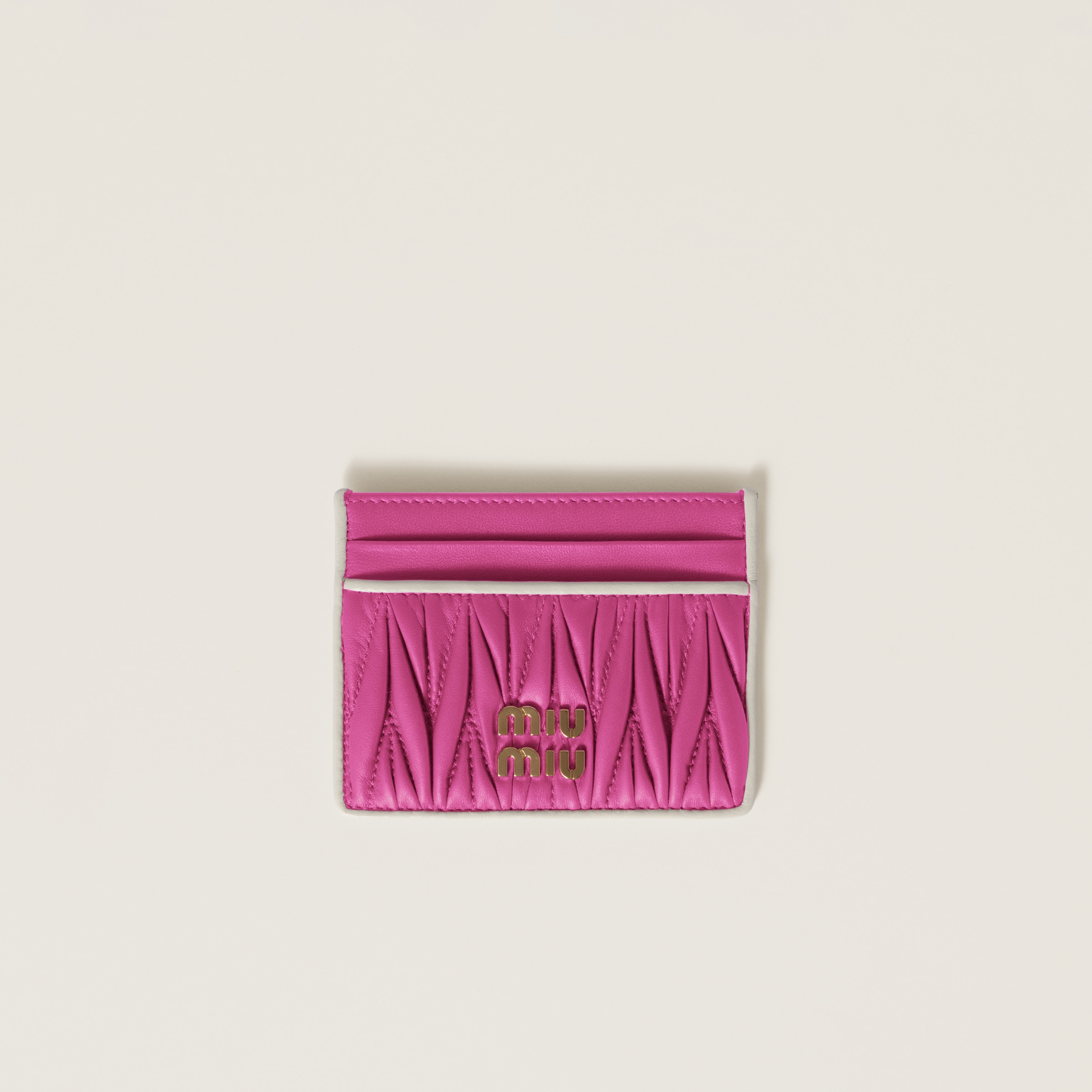 Matelassé nappa leather card holder