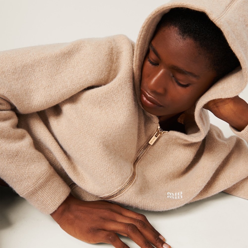 Wool and cashmere hoodie jacket