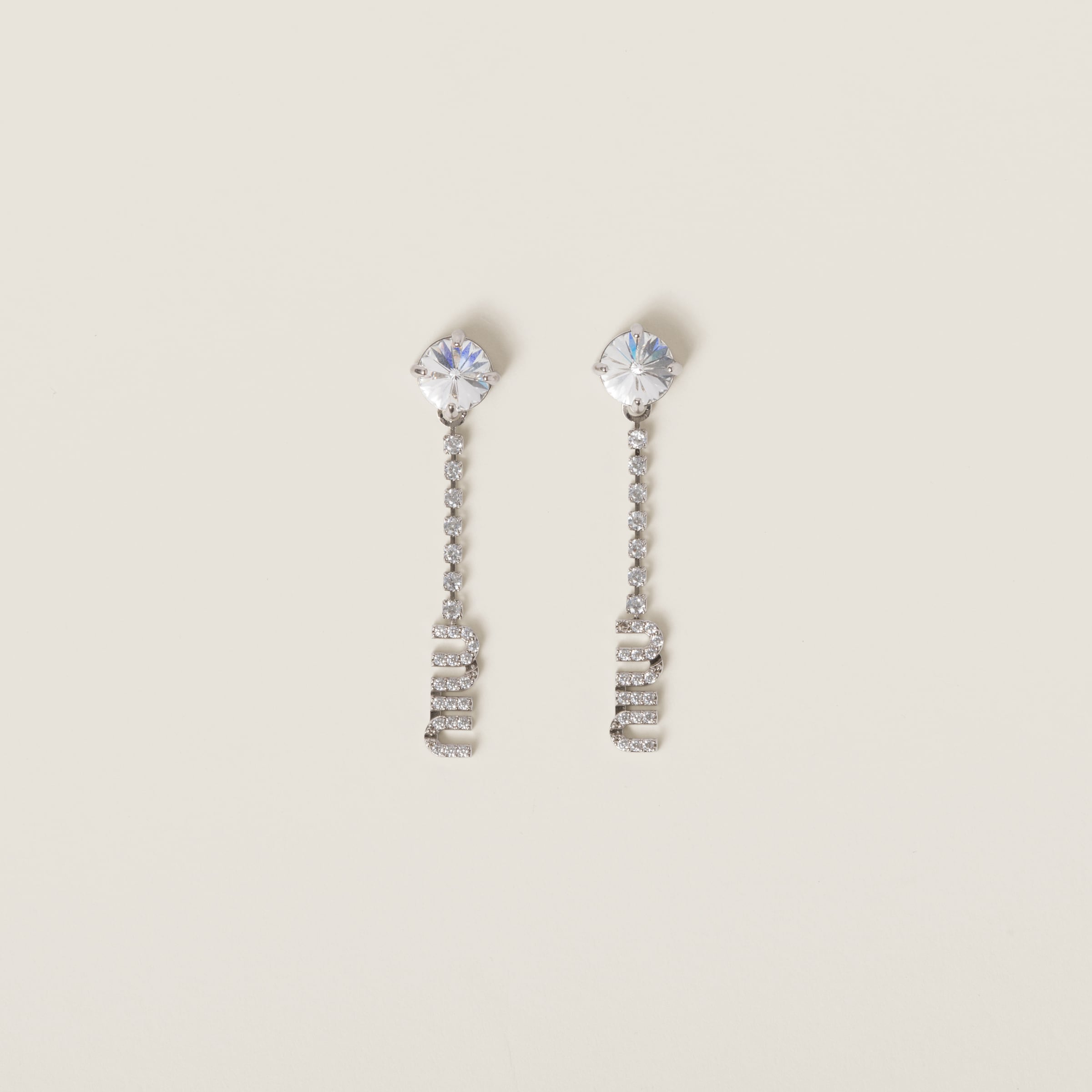 Metal earrings with crystals