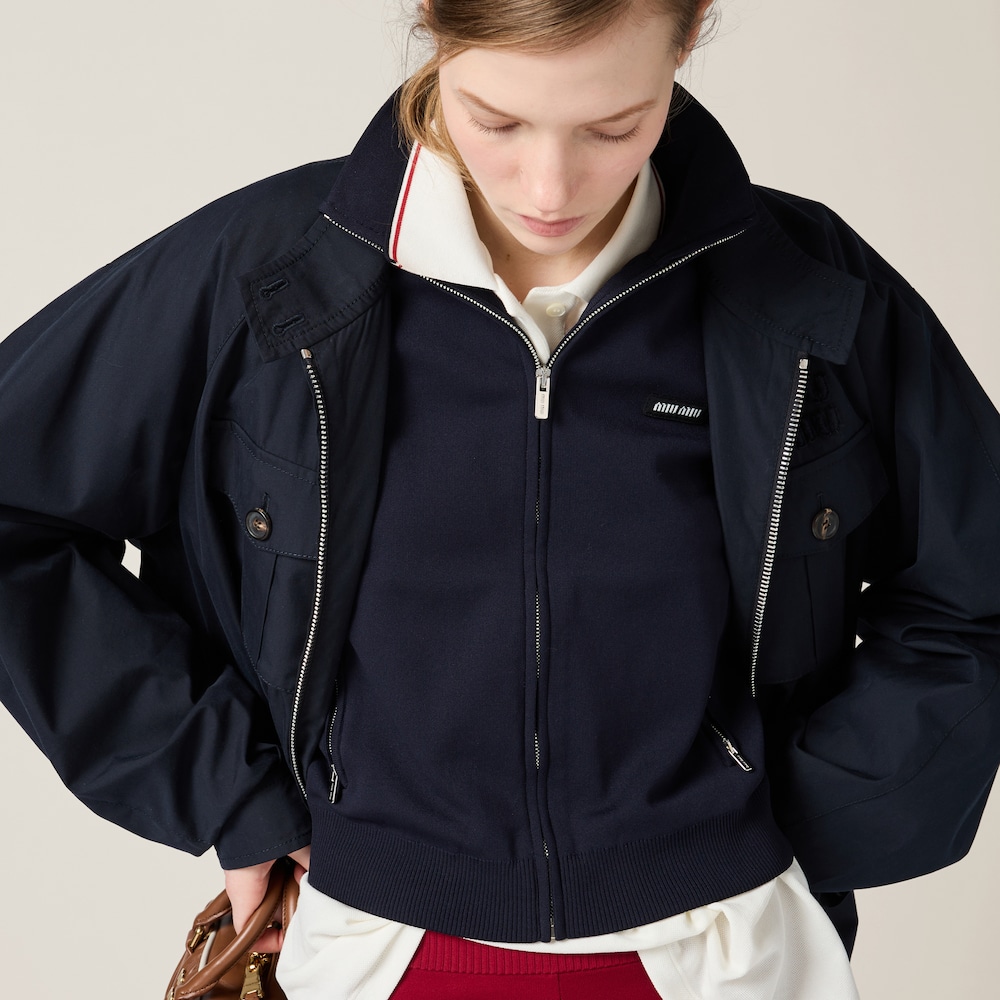 Panama cotton blouson jacket with pockets