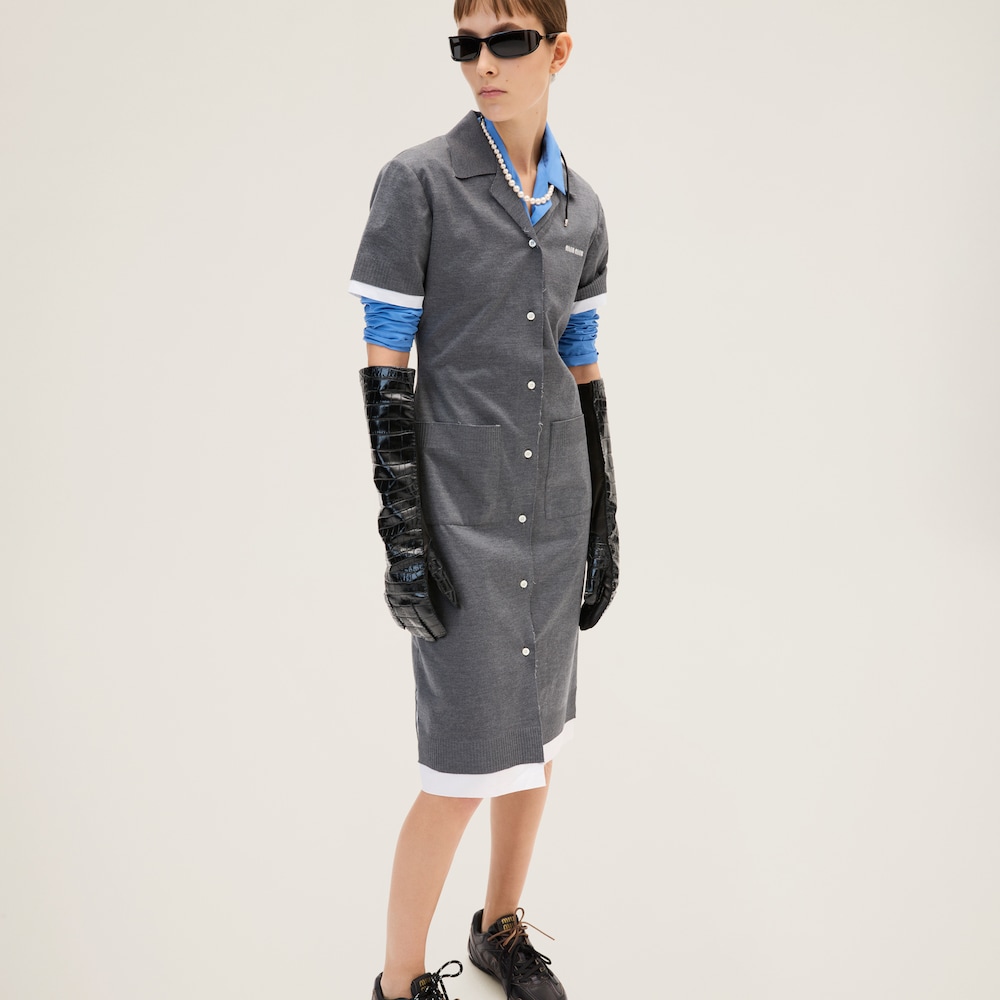 Knit and poplin dress