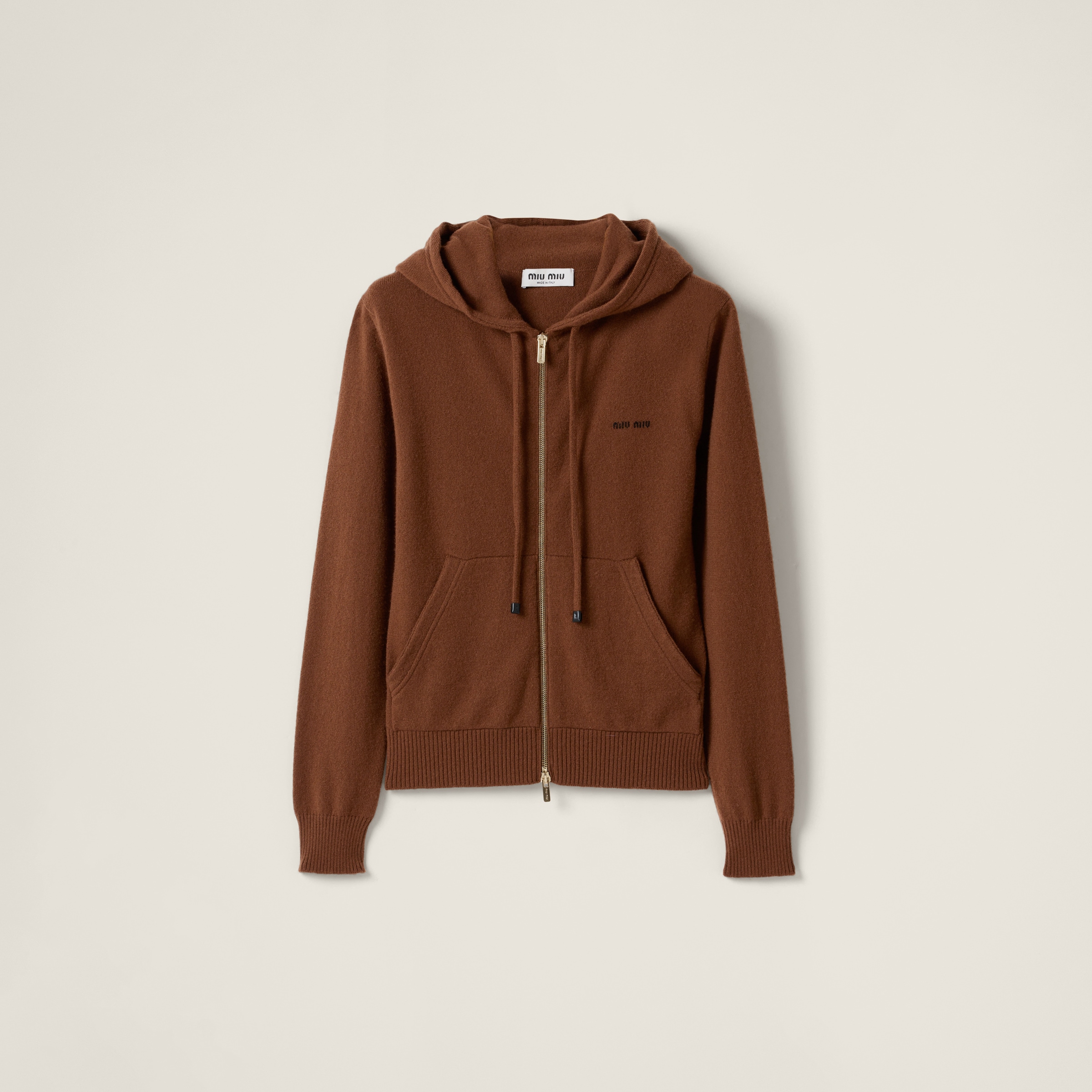 Zippered cashmere hoodie jacket