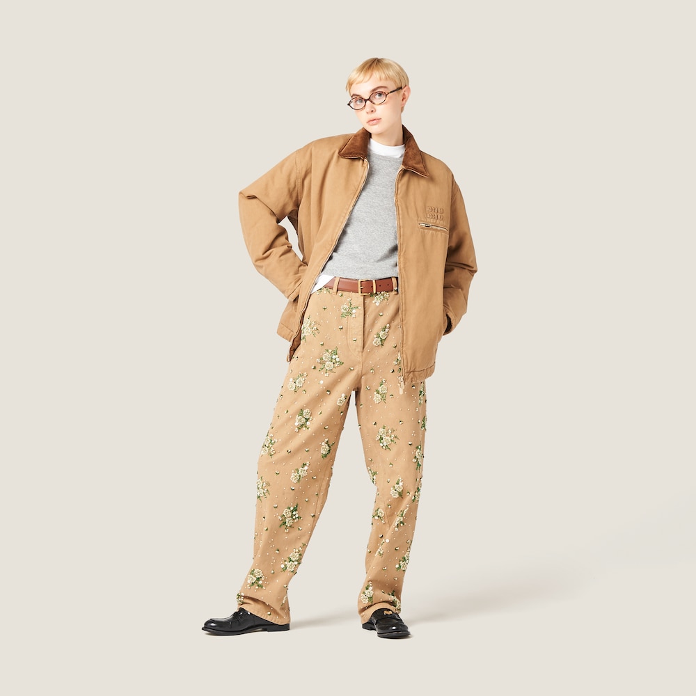 Garment-dyed gabardine pants