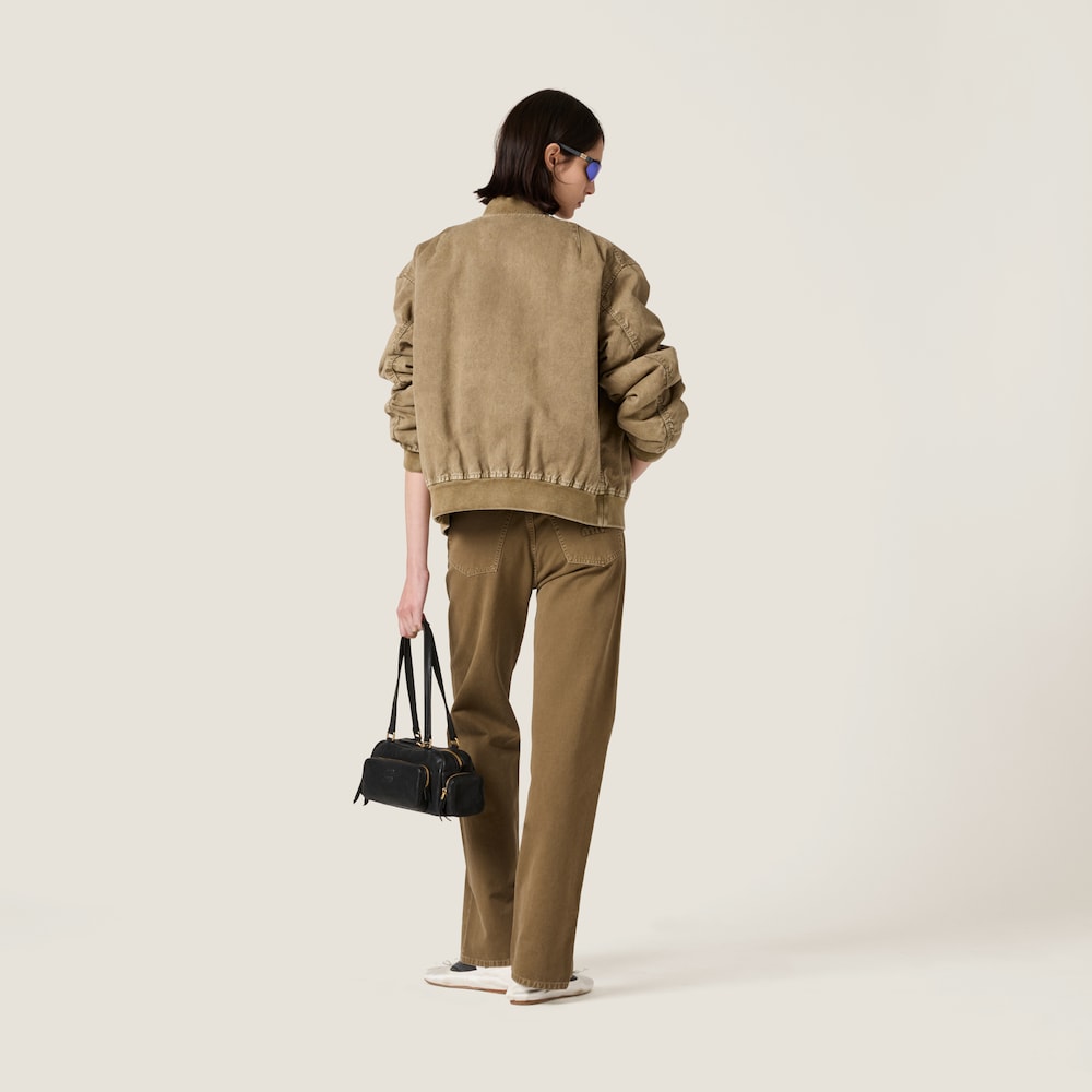 Garment-dyed gabardine pants