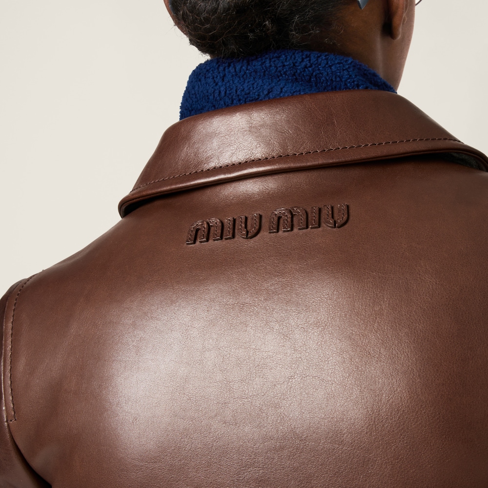 Cropped leather jacket