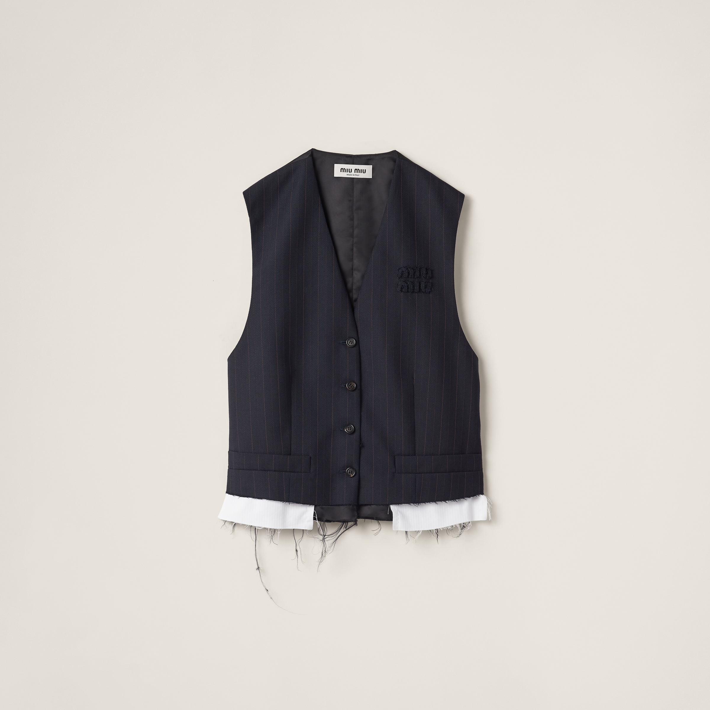 Single-breasted pinstriped vest