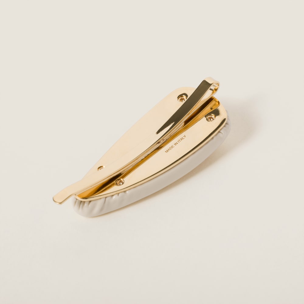Set of leather, suede, and shearling hair clips