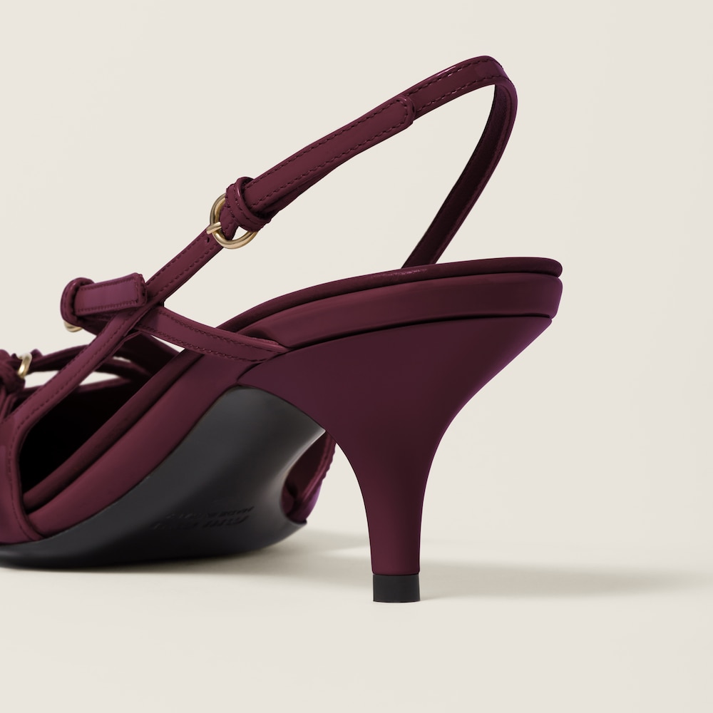Patent leather slingbacks with buckles