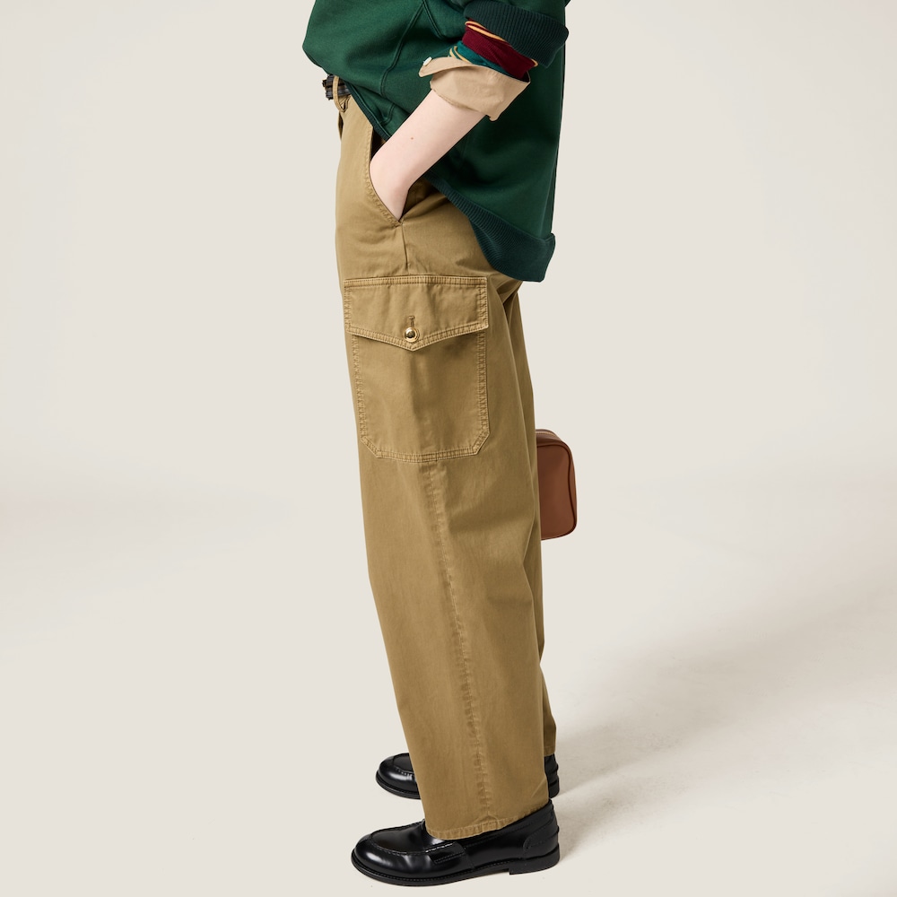Garment-dyed cotton satin pants