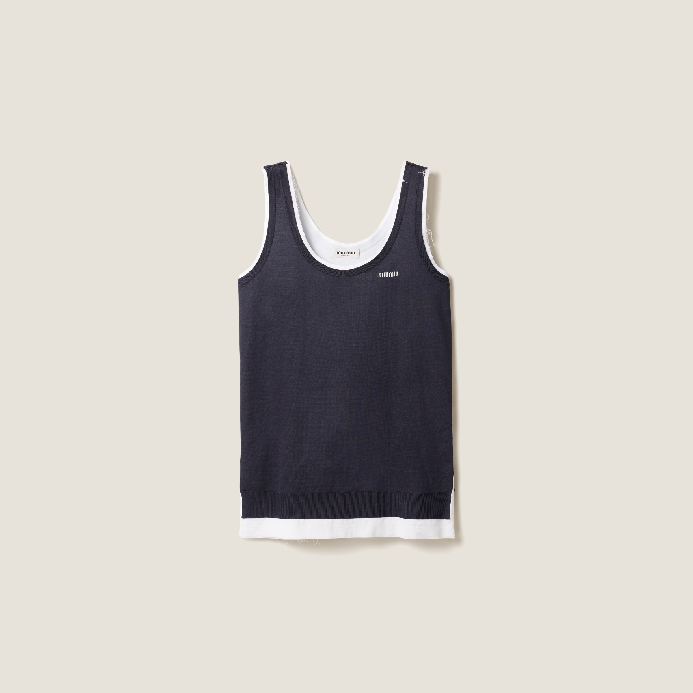 Knit and poplin mini-dress