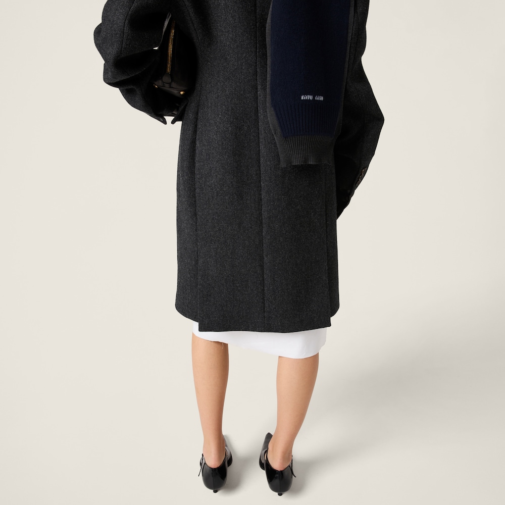 Single-breasted double wool coat