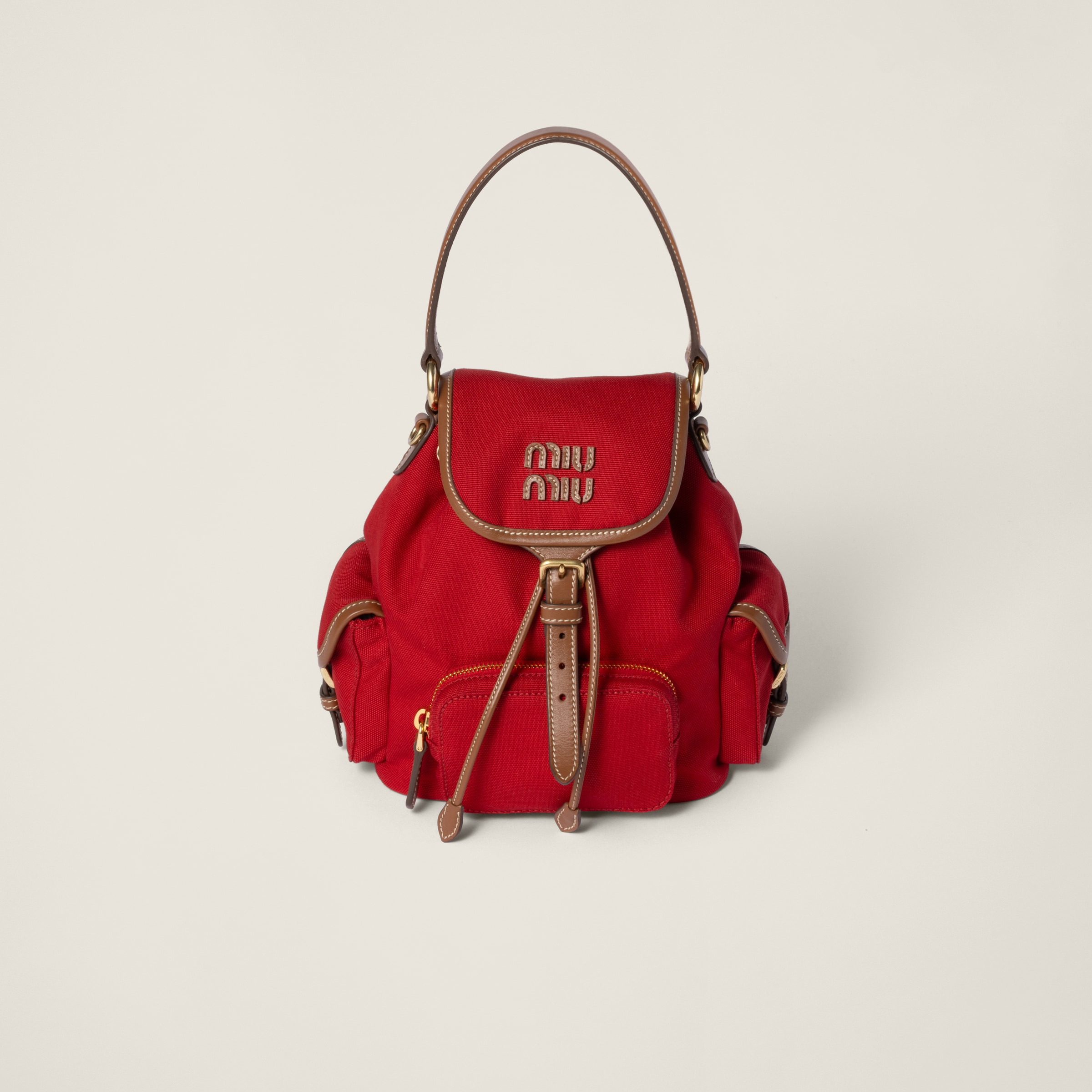 Canvas and leather backpack