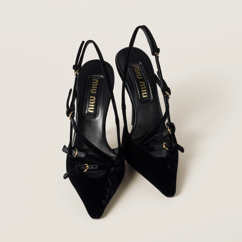Velvet slingbacks with straps