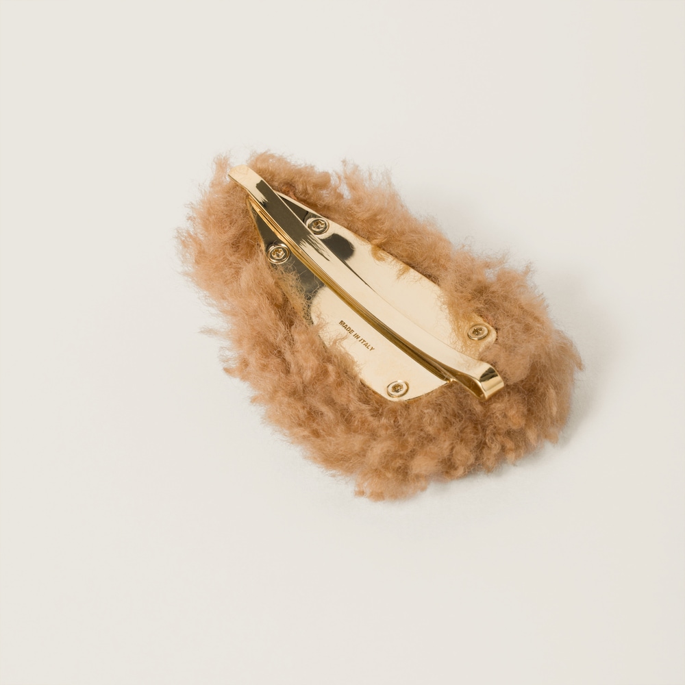 Set of leather, suede, and shearling hair clips