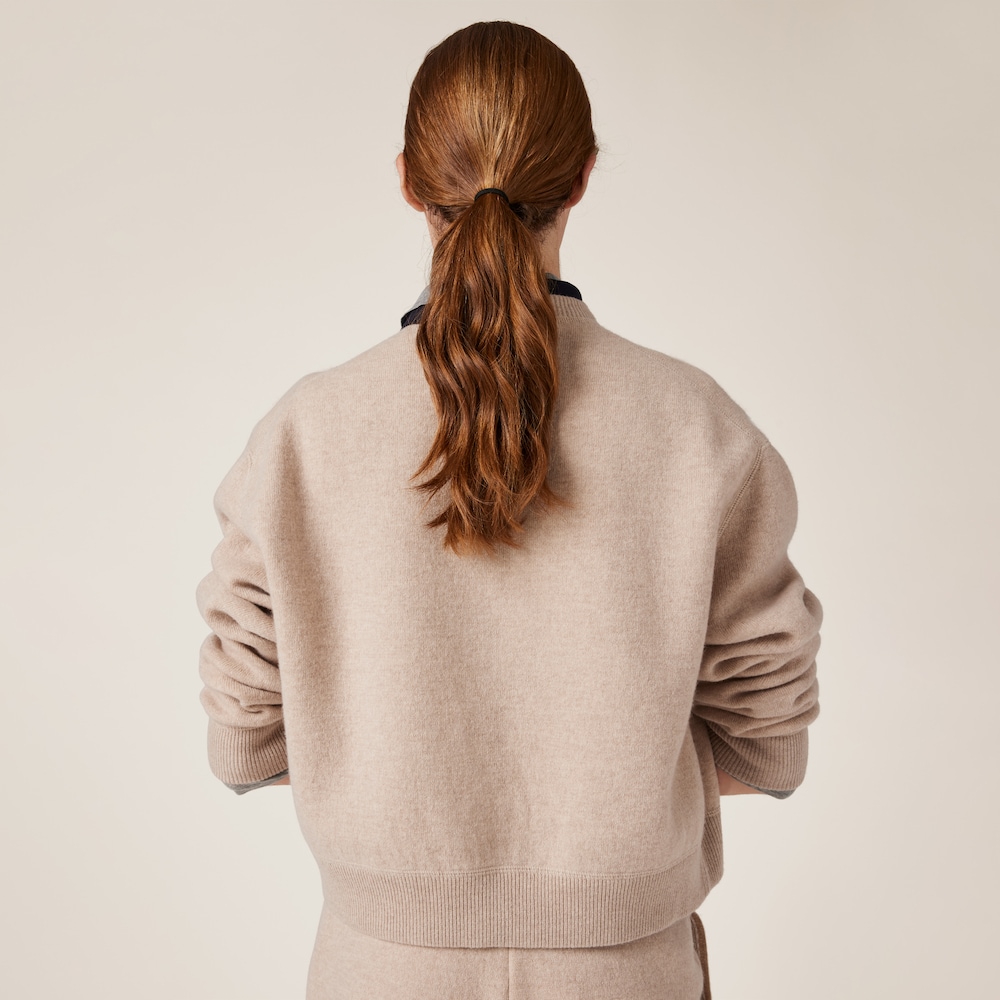 Double cashmere sweater with logo