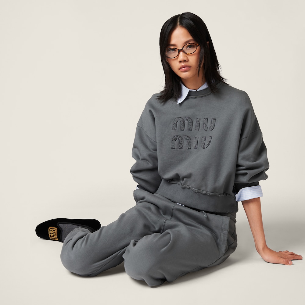 Garment-dyed cotton fleece pants