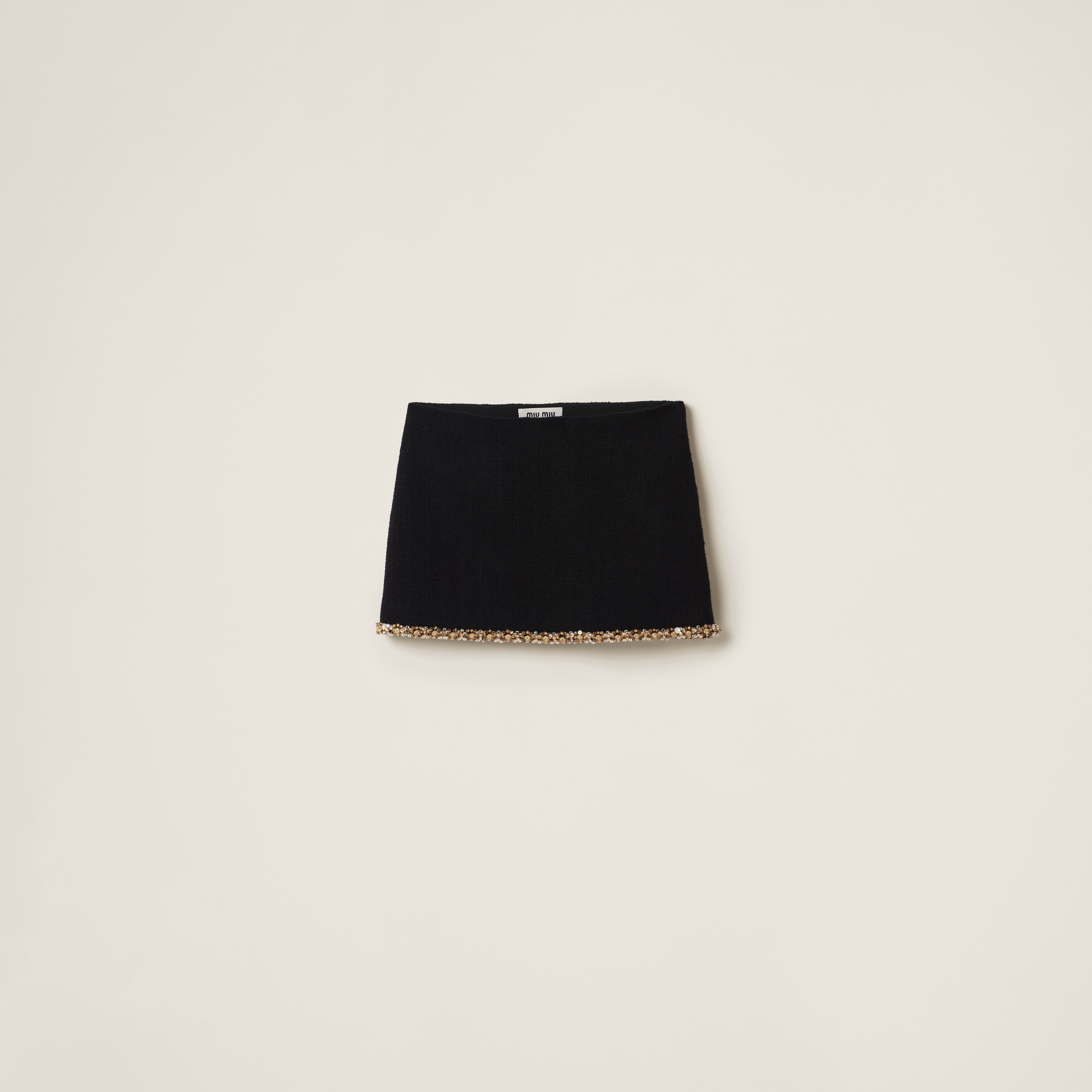 Embroidered tweed miniskirt