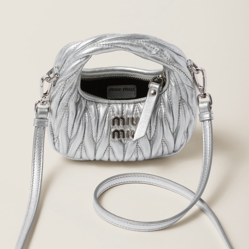 Wander matelassé nappa leather micro hobo bag