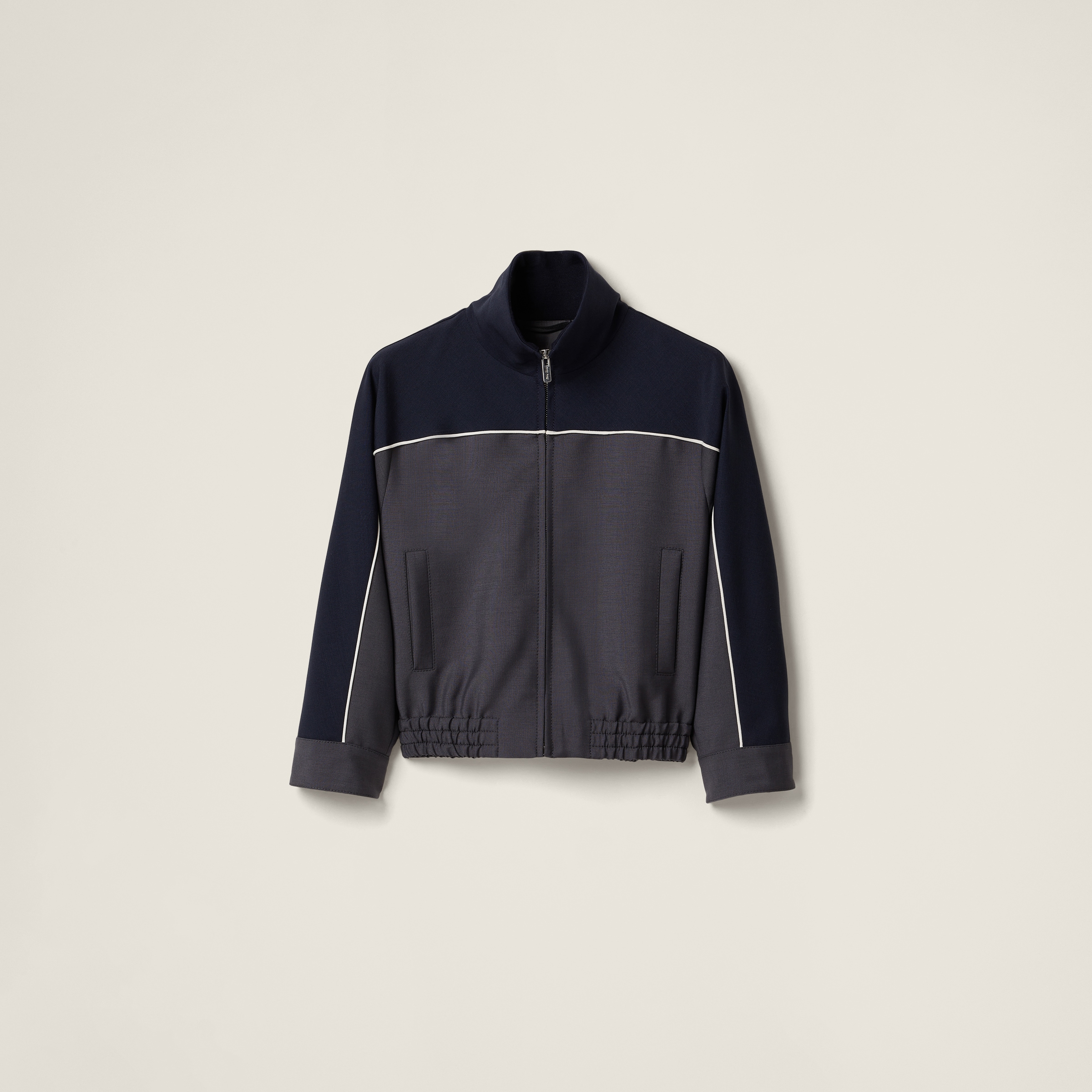 Kid mohair zipper blouson jacket
