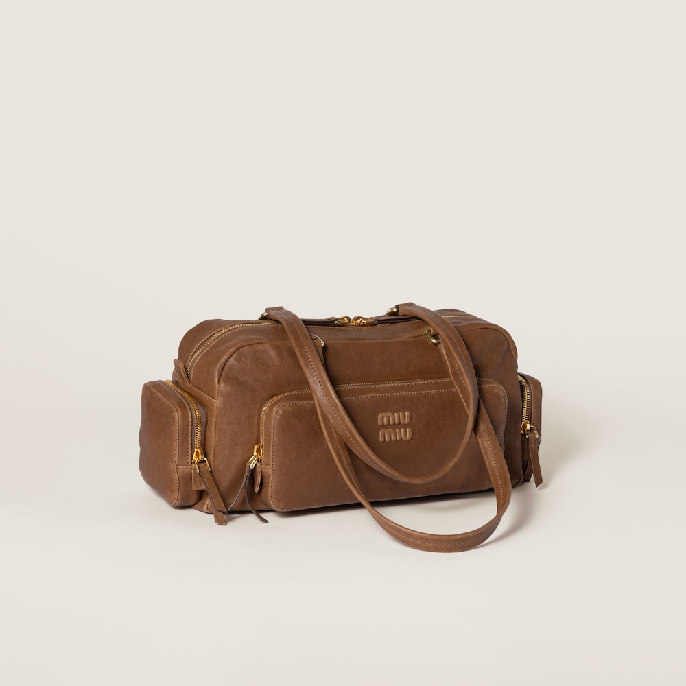 Pocket washed nappa leather bag
