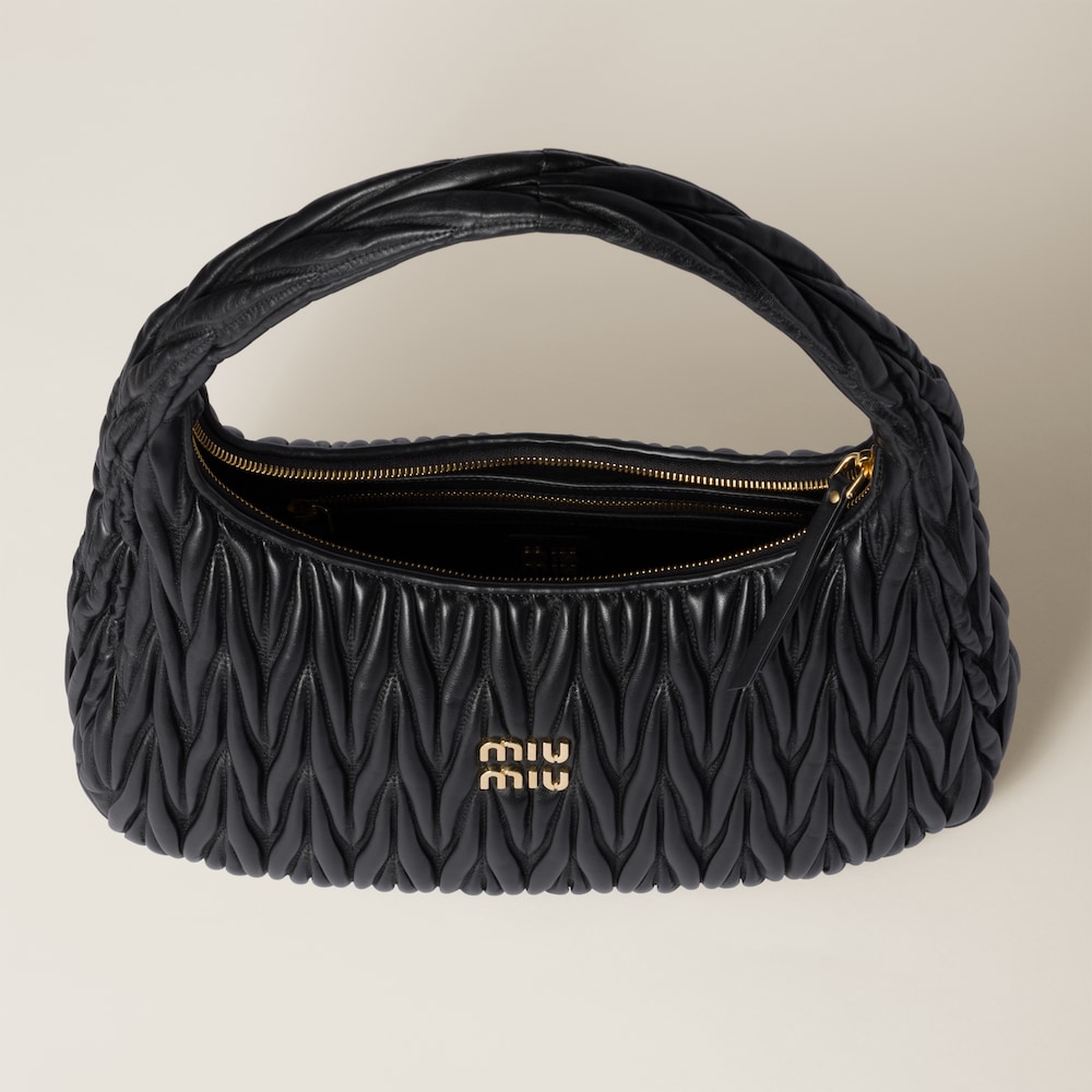Wander matelassé nappa leather hobo bag