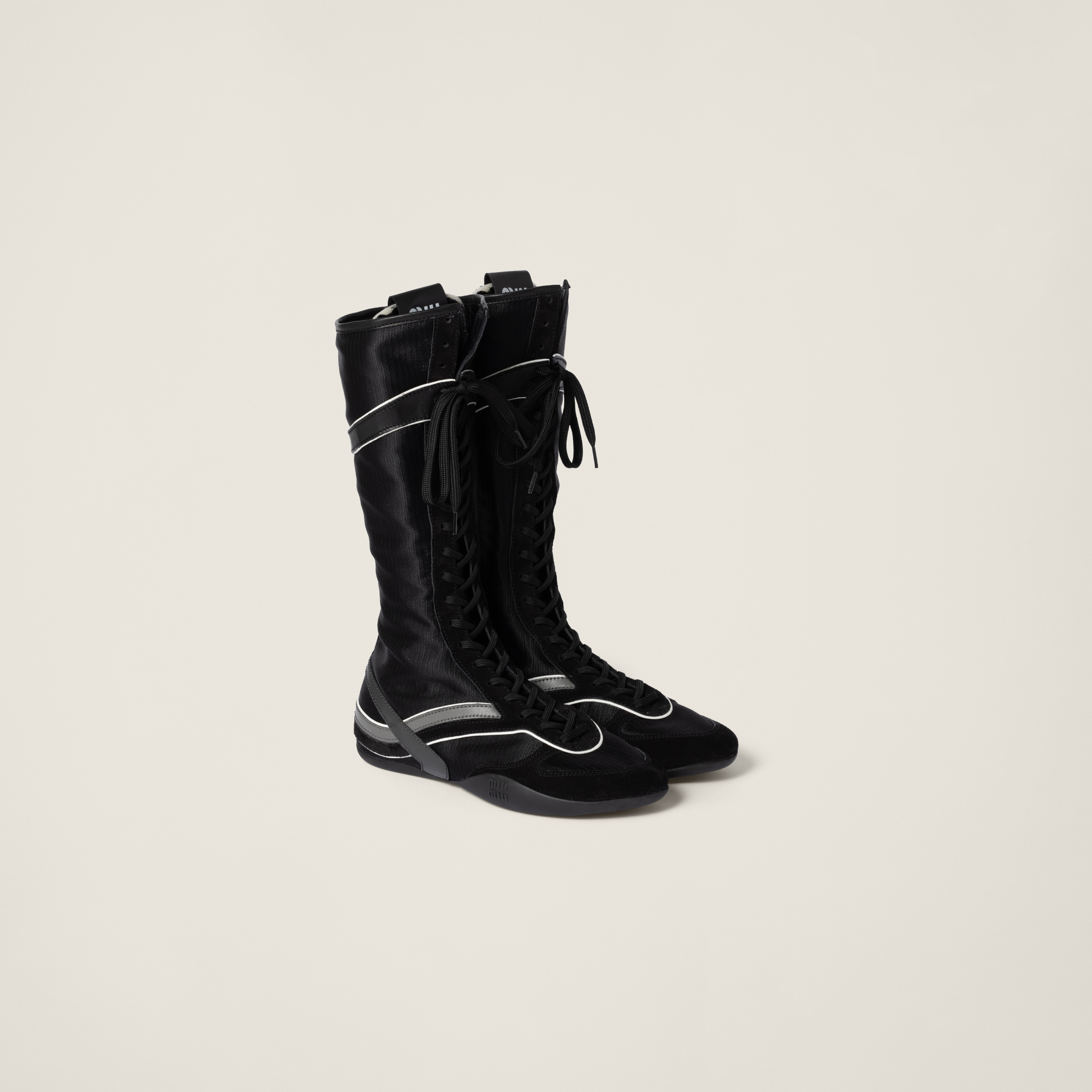 Gymnasium technical fabric and suede boxeur boots