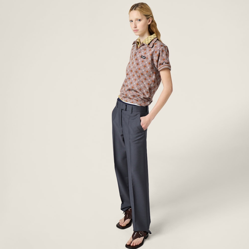 Silk knit polo shirt