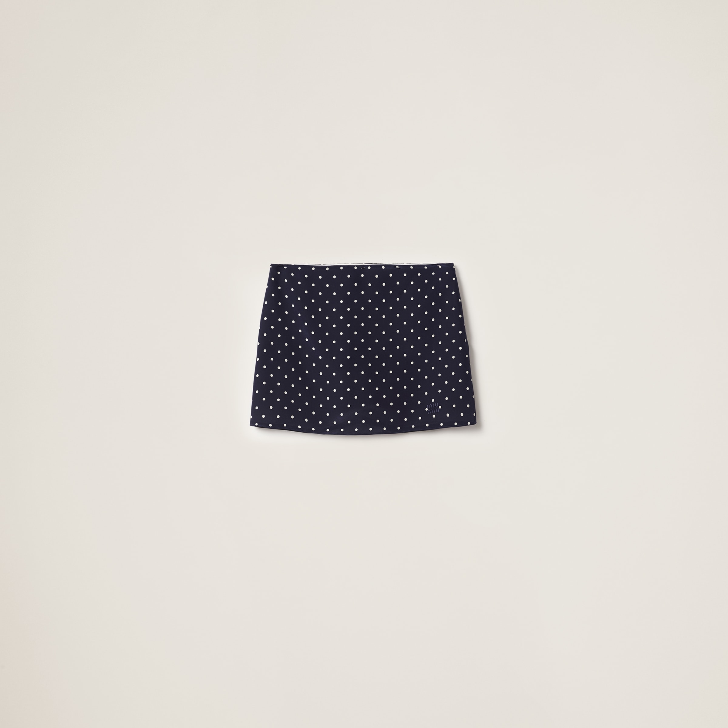 Polka-dot crepe de chine miniskirt