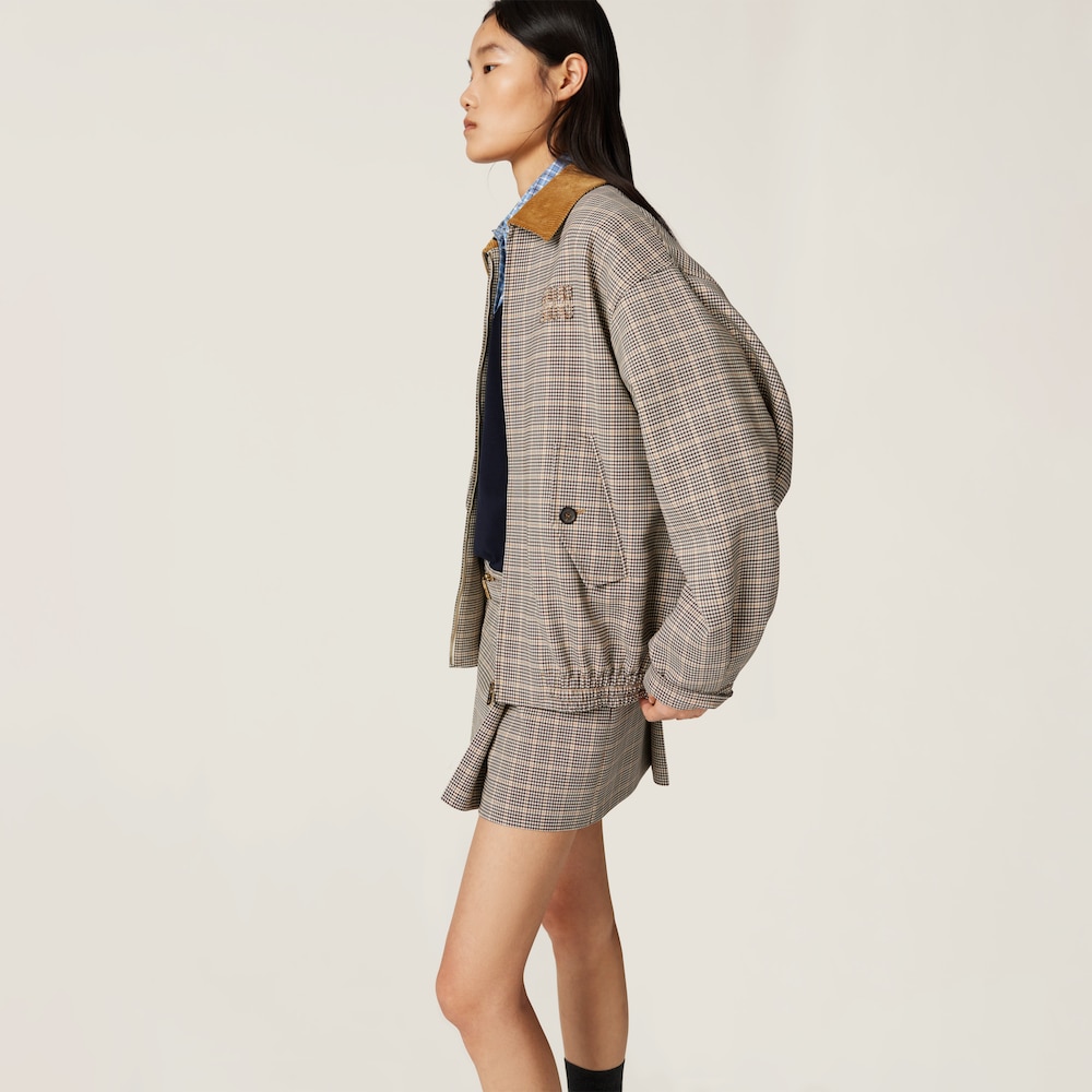 Checked double weave blouson jacket