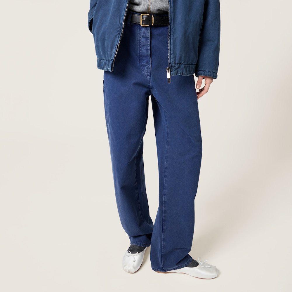 Garment-dyed gabardine pants