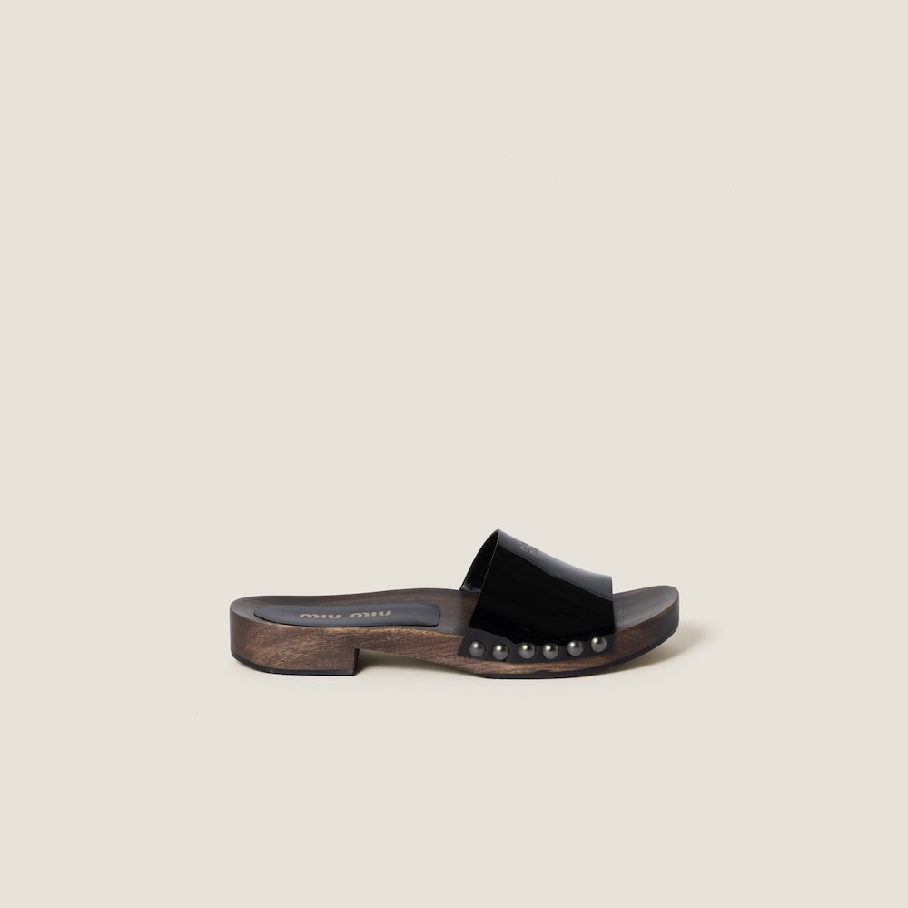 Patent leather clogs