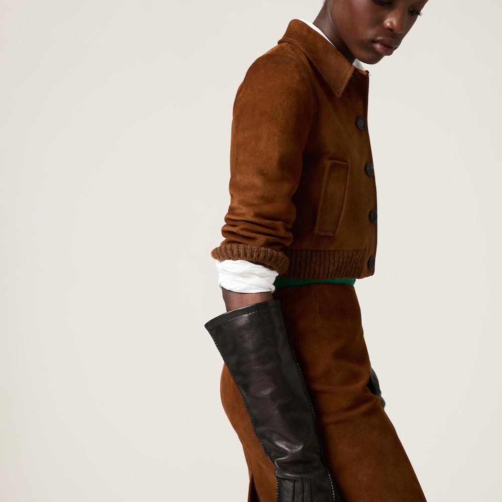 Cropped suede jacket