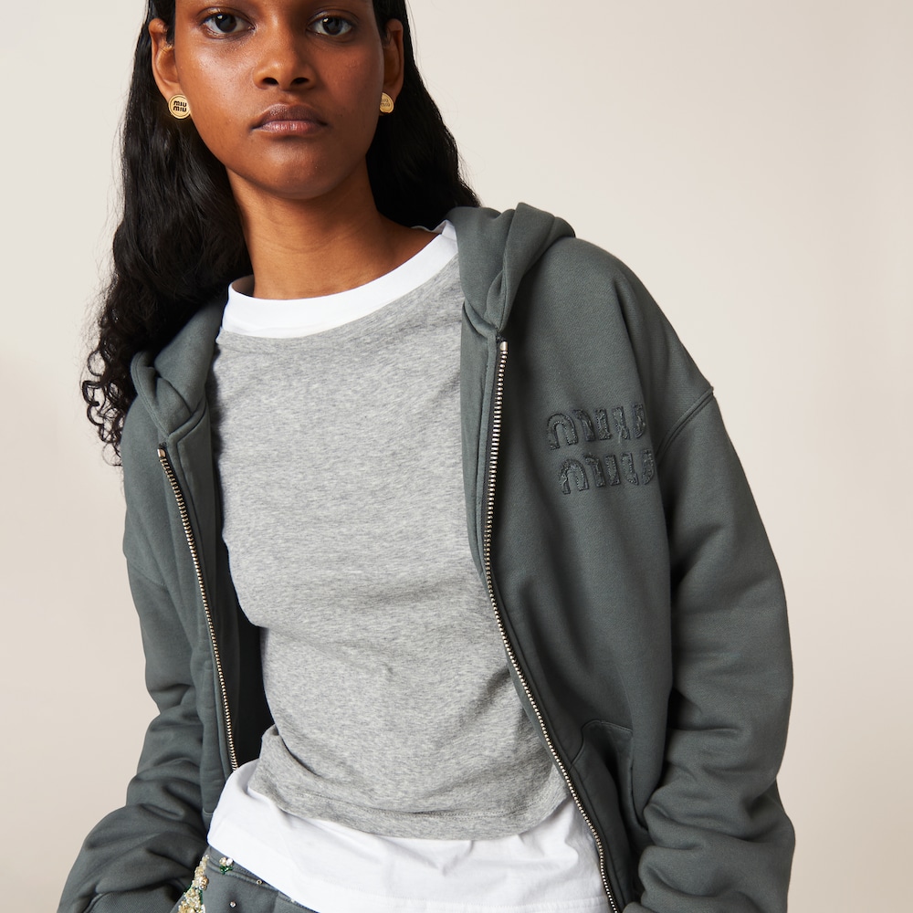 Garment dyed cotton fleece hoodie