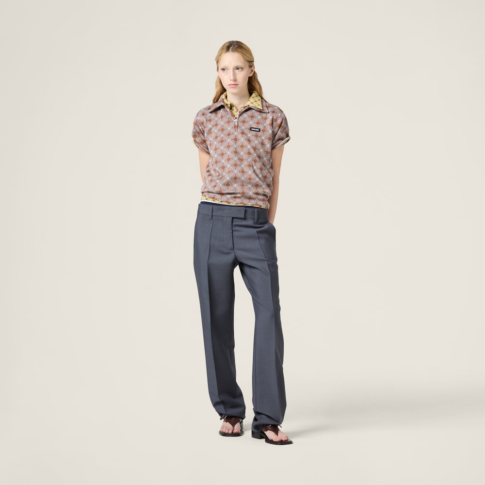 Silk knit polo shirt