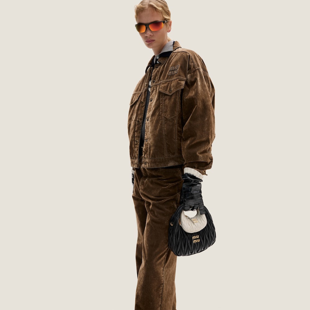 Washed flocked chambray blouson jacket