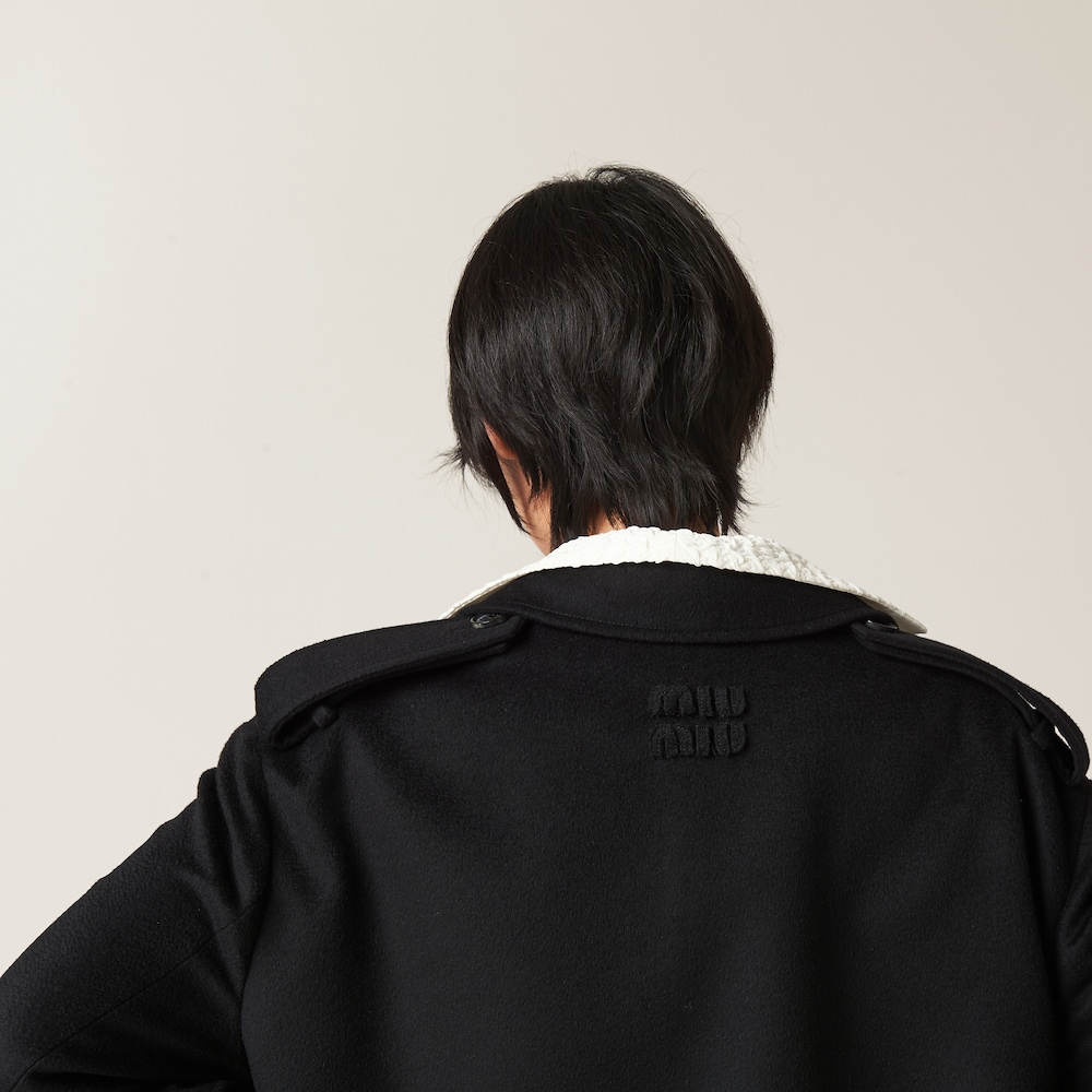 Double-breasted velour coat