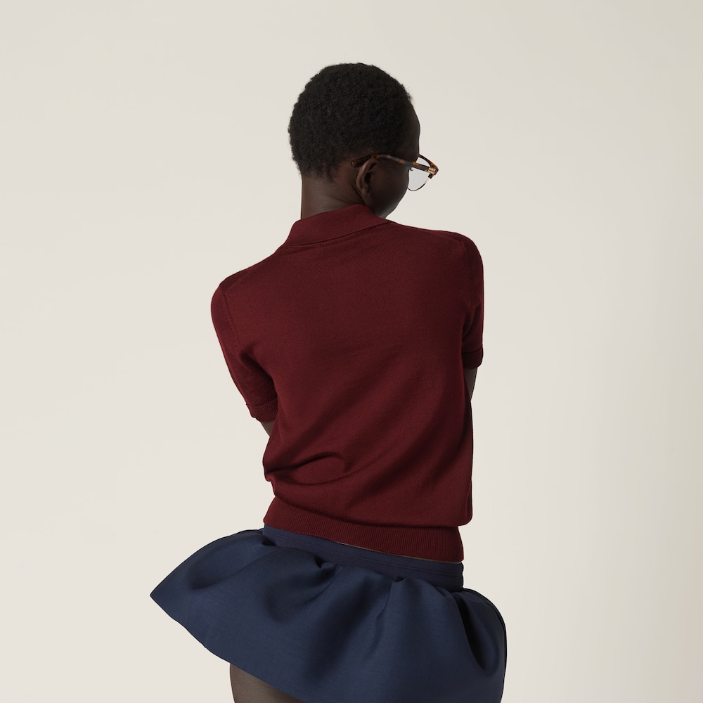 Wool knit polo shirt