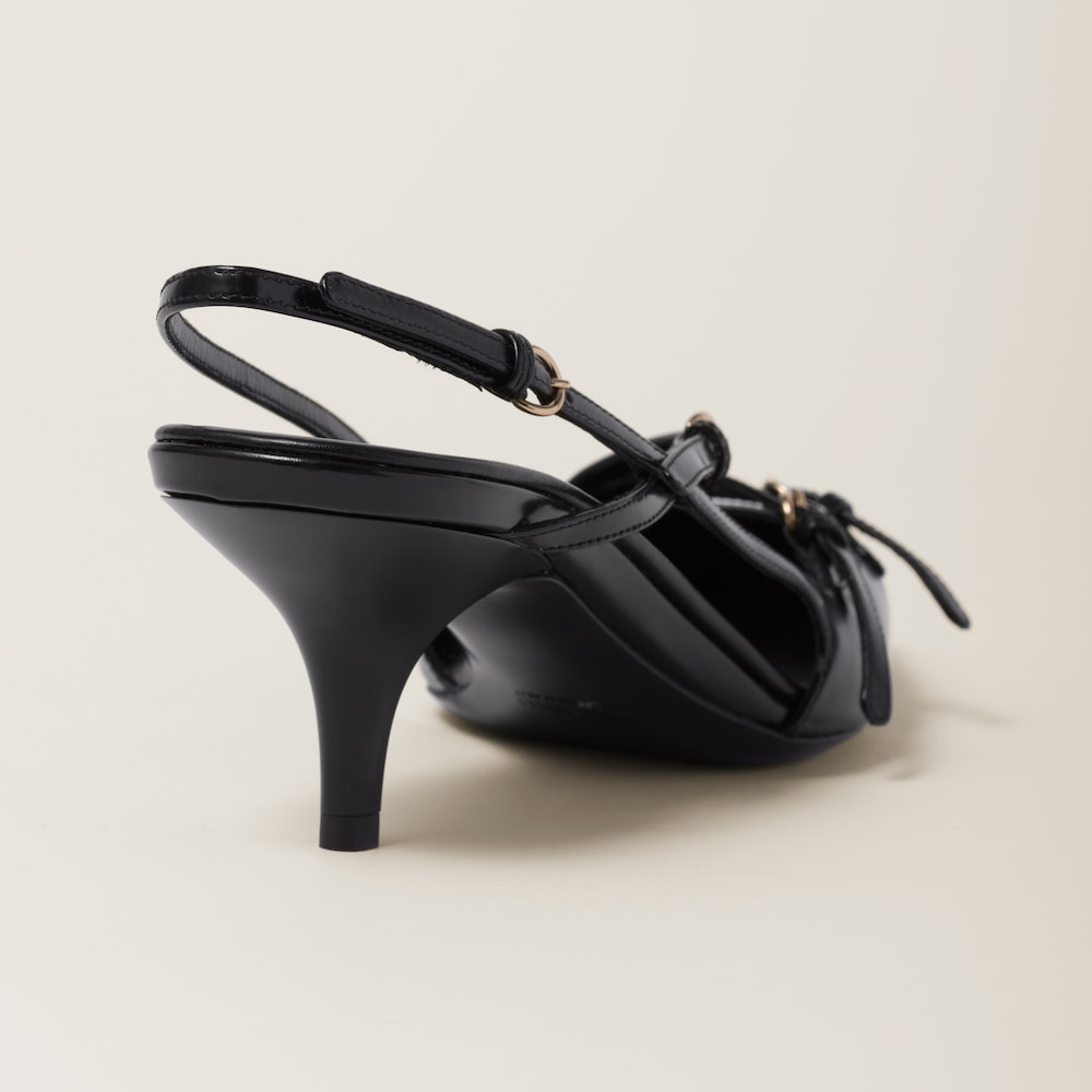 Brushed leather slingbacks with buckles