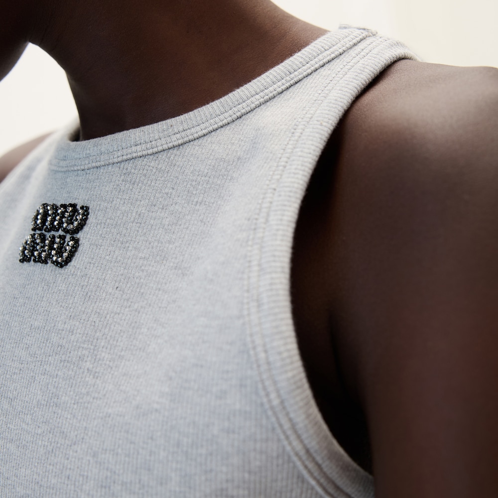 Ribbed jersey racer top