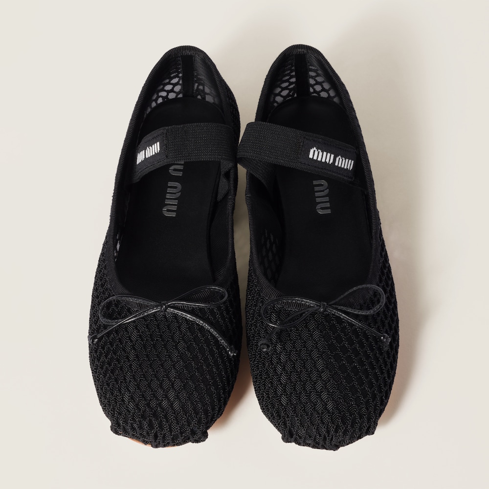 Mesh fabric ballerinas