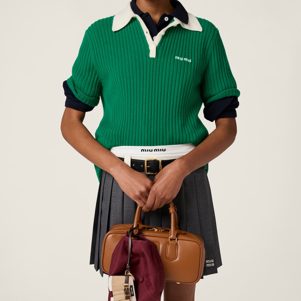 Ribbed cashmere polo shirt