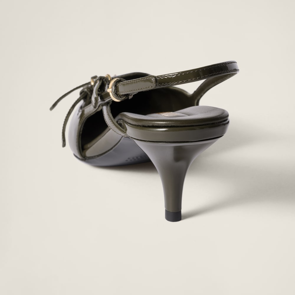 Patent leather slingbacks with buckles