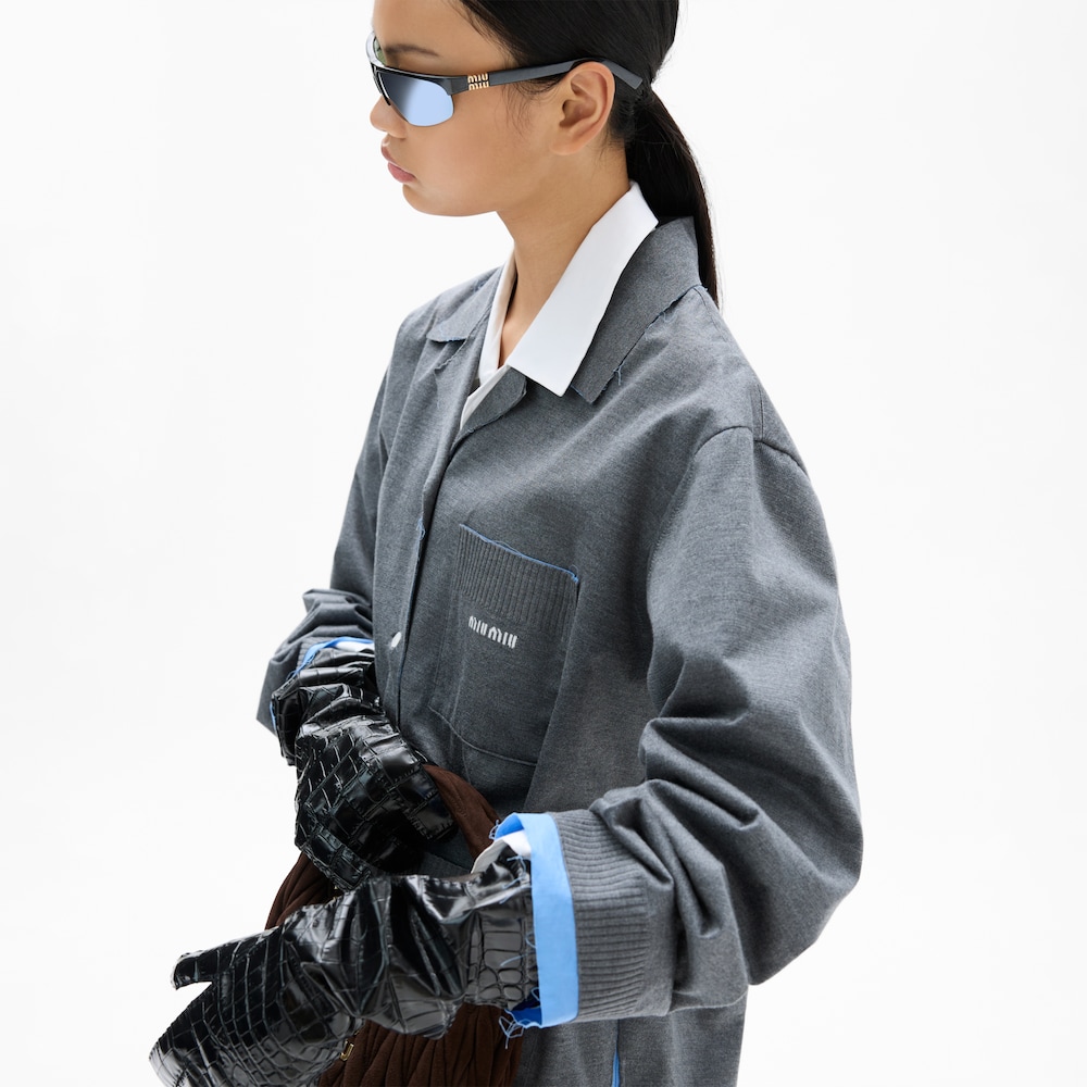 Knit and poplin shirt