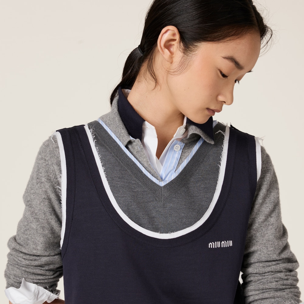 Knit and poplin mini-dress