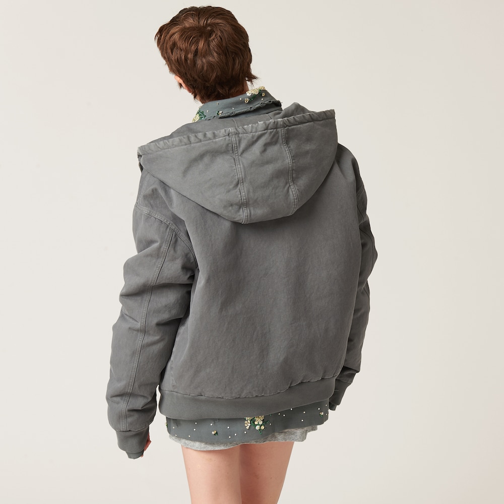 Garment-dyed blouson jacket with embroidered logo